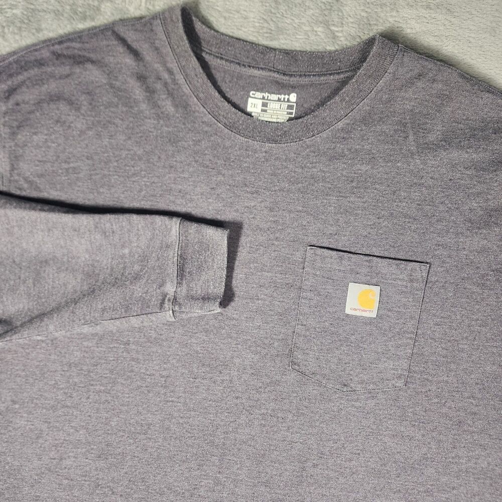Carhartt Men's 2XL Loose Fit Heavyweight Long Sleeve Pocket Gray T-Shirt K126